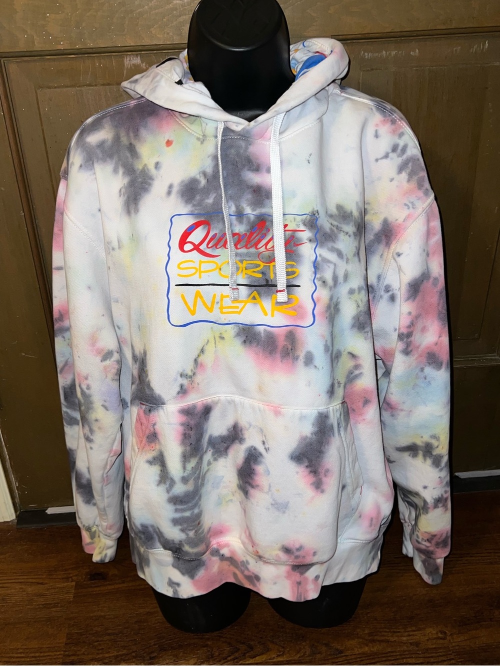 Nike Tie Dye Fleece Hoodie Retro Activewear 90’s White Colorful Graphic Size M - Picture 6 of 11